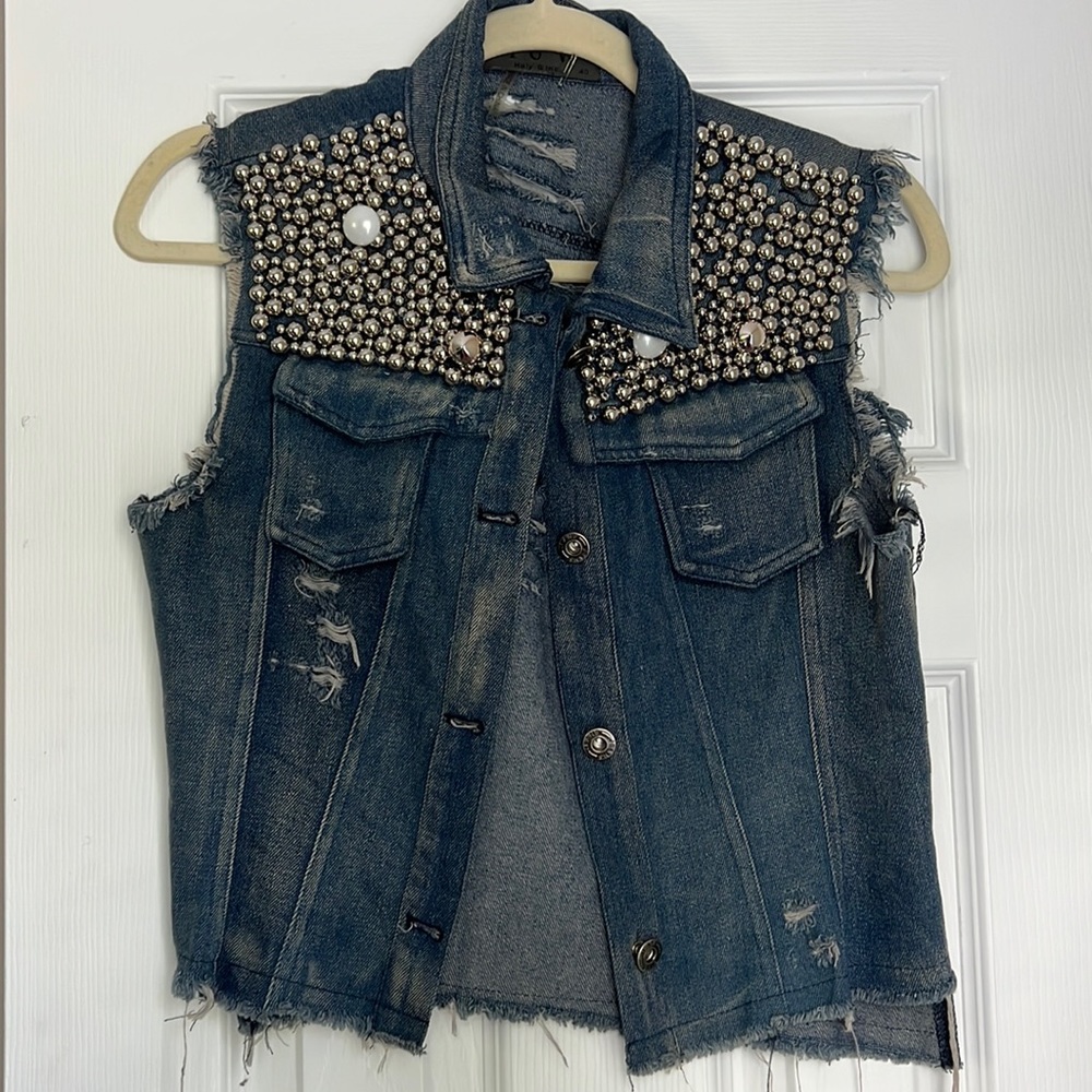 Distressed Grunge Denim Vest